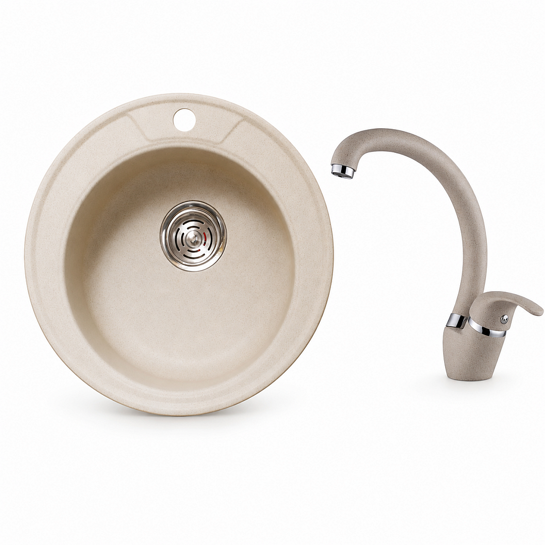 Sink and mixer set 8301 SAND + 237012 SAND – Inter Ceramic 11.12.77.0108